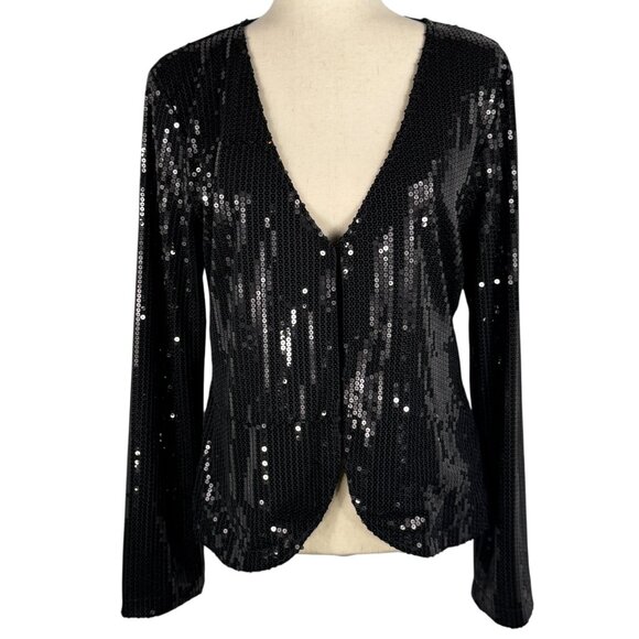 Tulle Jackets & Blazers - Tulle Black Sequined Lined Blazer Size Large